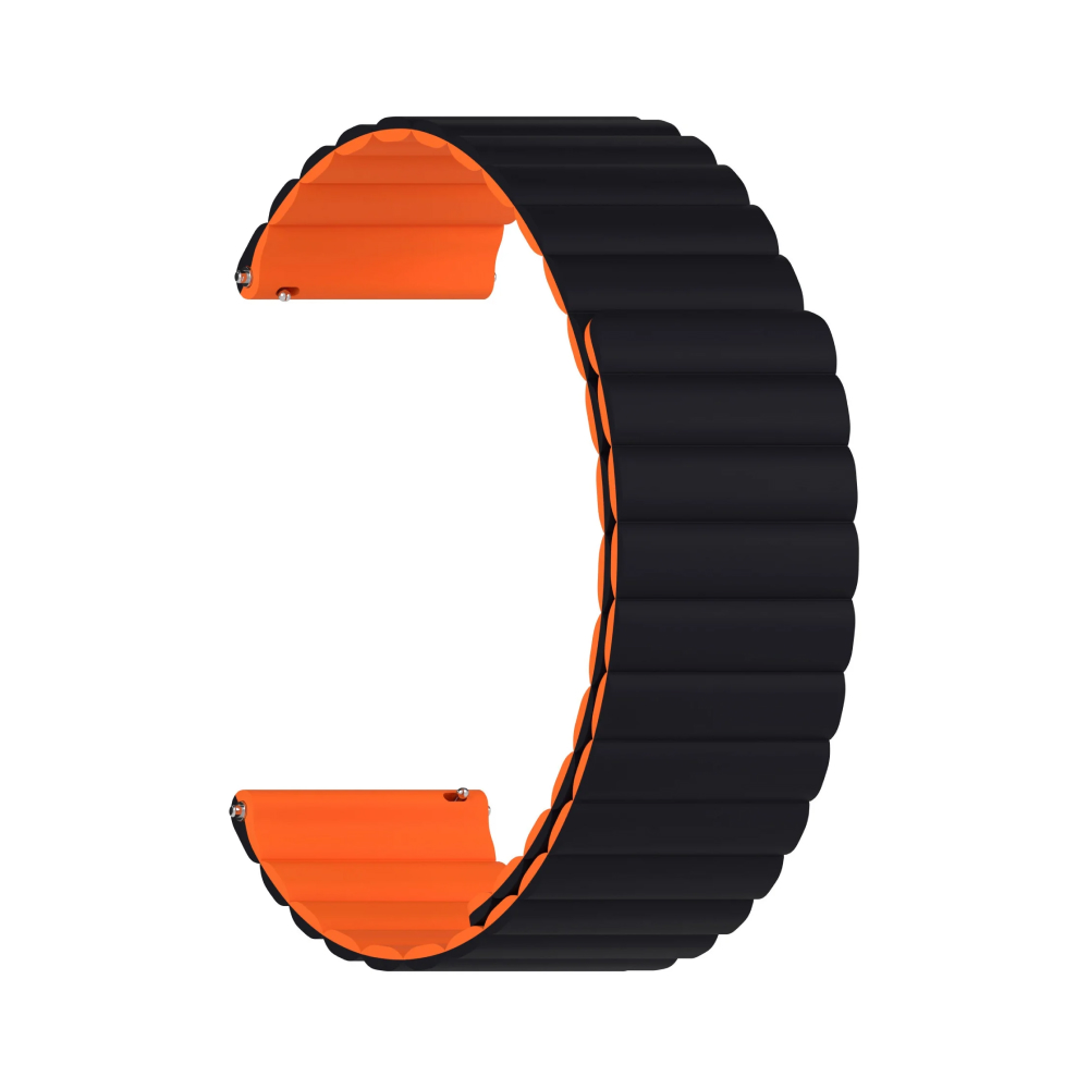 Ремешок силиконовый для часов Lyambda Acrux 20мм, чёрный/оранжевый
